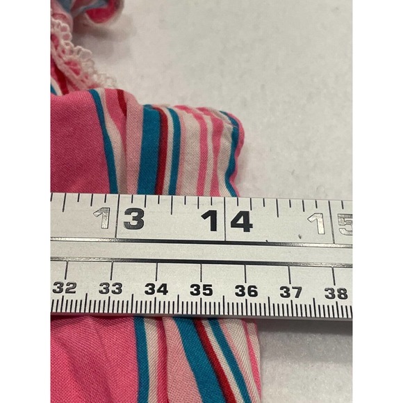 Zunie Girls Dress Medium 10/12 Pink Blue White Stripe Ruffle Sleeve Square Neck - Picture 7 of 8